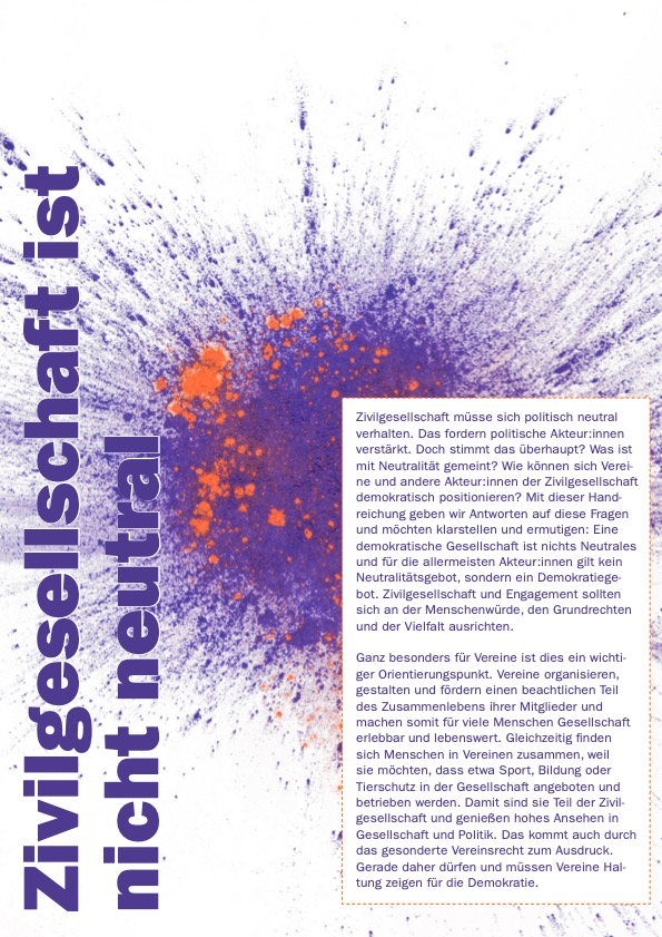 Zivilgesellschaft ist nicht neutral Handreichung für Vereine und Aktive