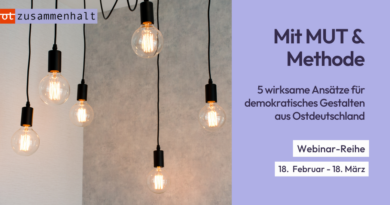 Webinarreihe: Mit MUT & Methode. 5 wirksame Ansätze für demokratisches Gestalten aus Ostdeutschland Mit MUT & Methode. 5 wirksame Ansätze für demokratisches Gestalten aus Ostdeutschland