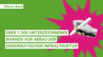 Offener Brief: Über 1.000 Unterzeichnende warnen vor Abbau der demokratischen Infrastruktur durch Mittelkürzungen